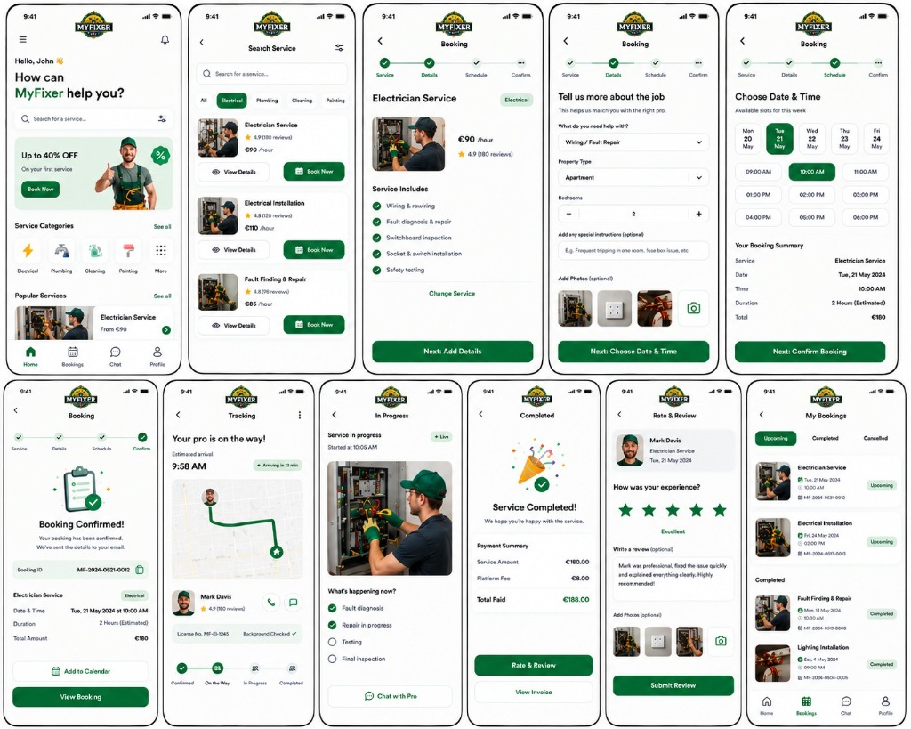 MyFixer Mobile App Interface Showcase